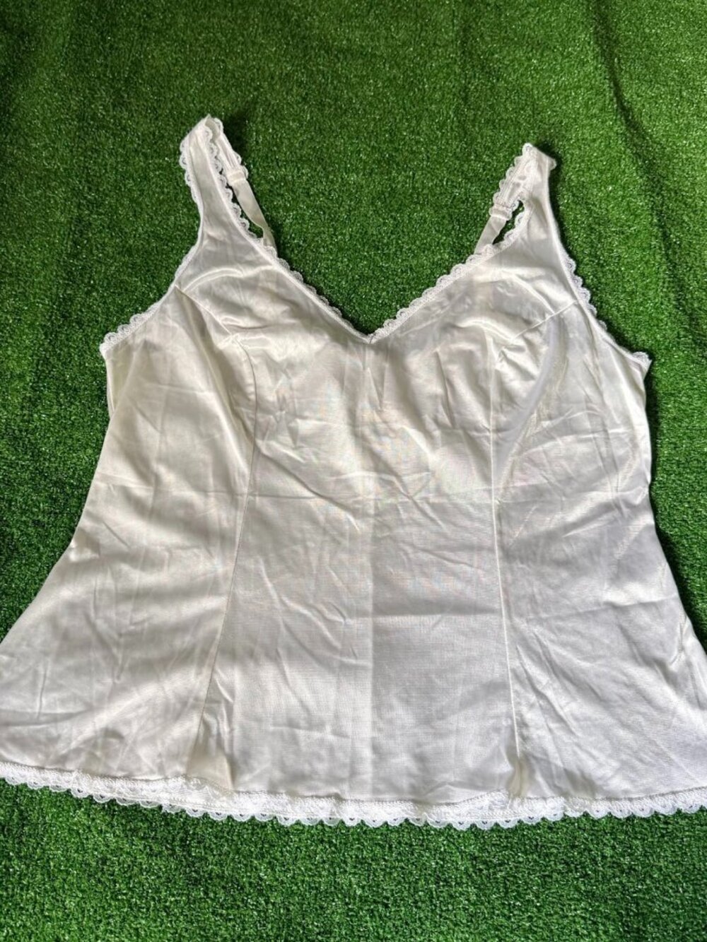 Vintage Sears White Antron Nylon Lace Camisole Lingerie Cami Top Size 42